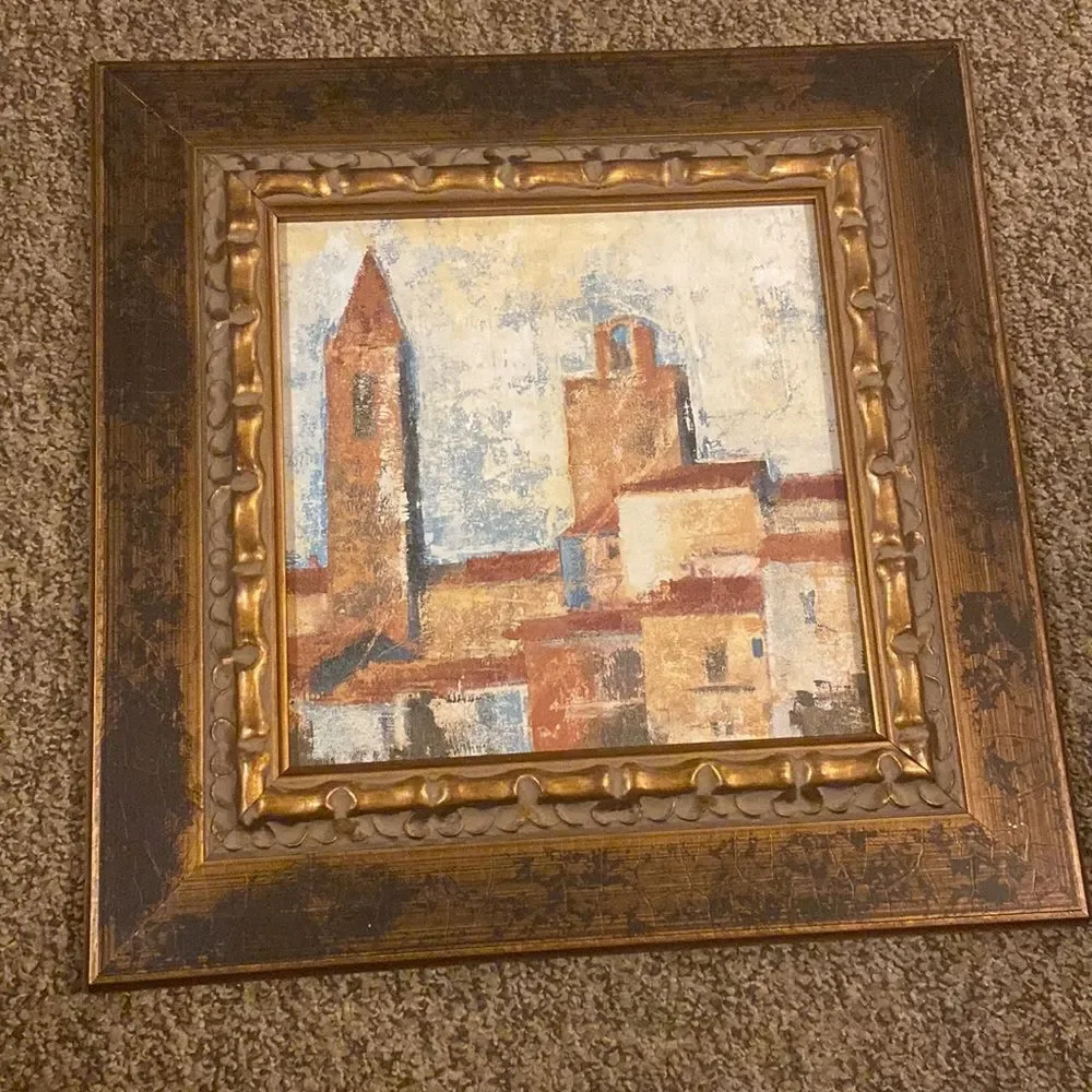 Antique Hand oil painting Frame Vintage